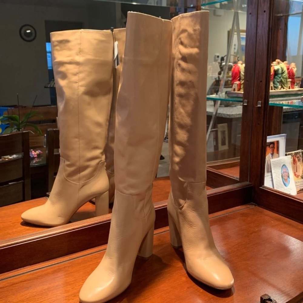 Zara Leather Beige Boot